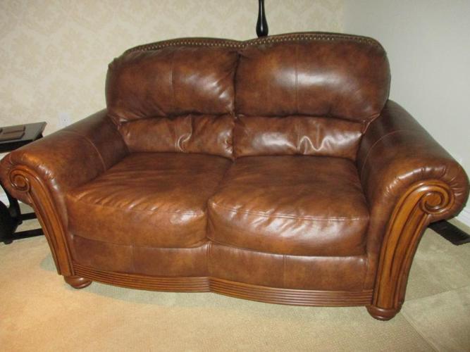 Brown Blended leather 2 seat Sofa