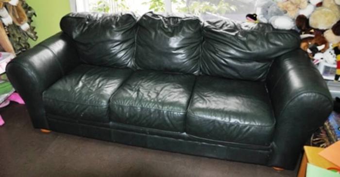 Dark Green Leather Couch