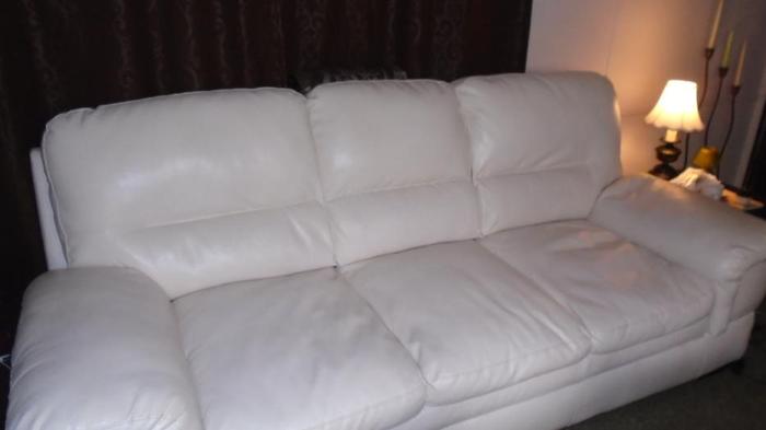 faux  leather white couch