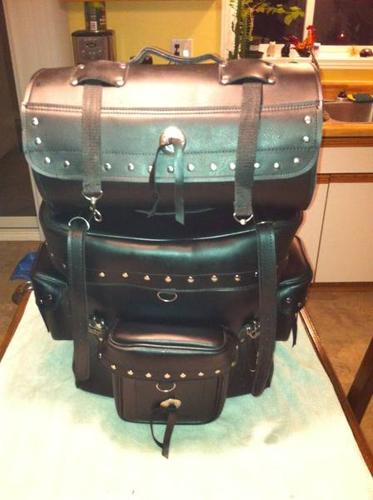 Large Leather Luggage Bag Including Top Roll