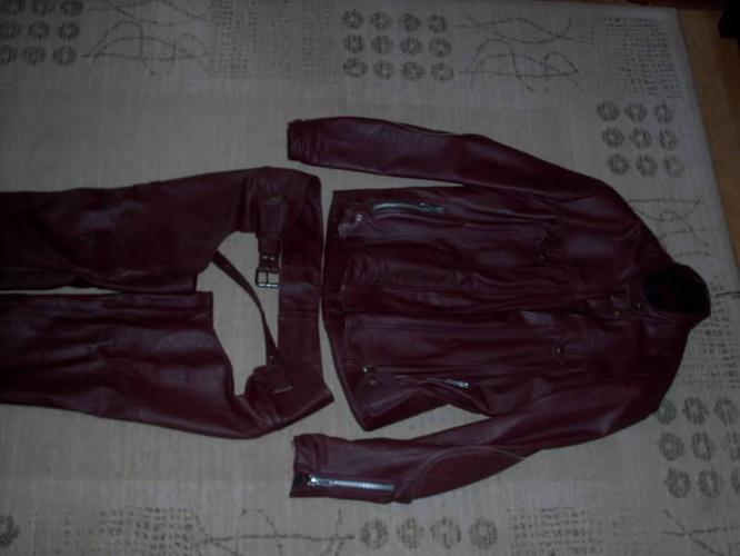 Leather Motorcycle Jacket with Chaps