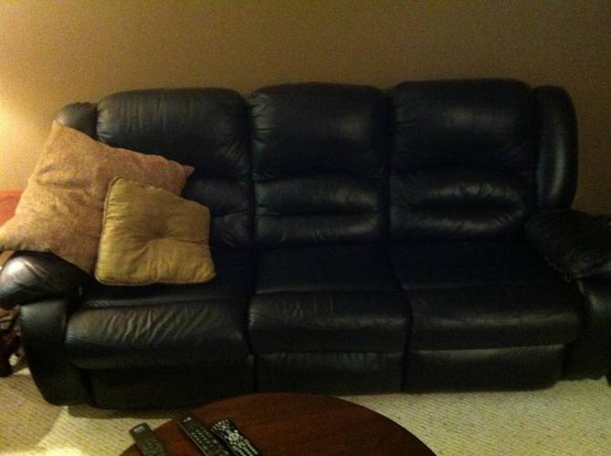 leather reclining couch and love seat