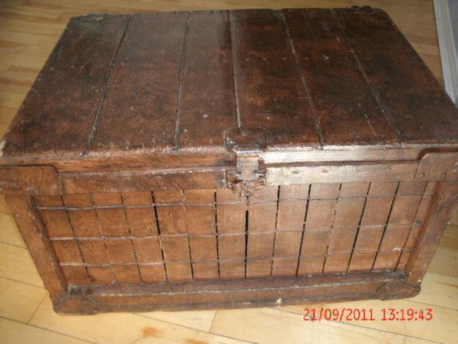 old antique storage / travel chest / trunk