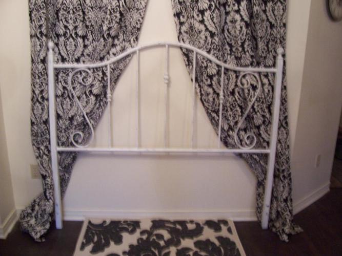 Shabby Chic Large Forged Iron Queen Headboard for sale