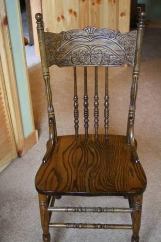 Solid Oak Pressed Back Chairs