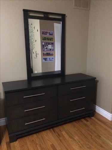 Solid wood 6 drawer dresser + mirror