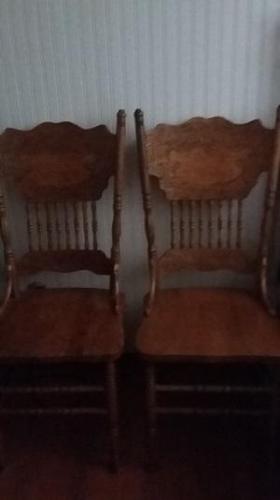 Two Oak Press-Back Chairs