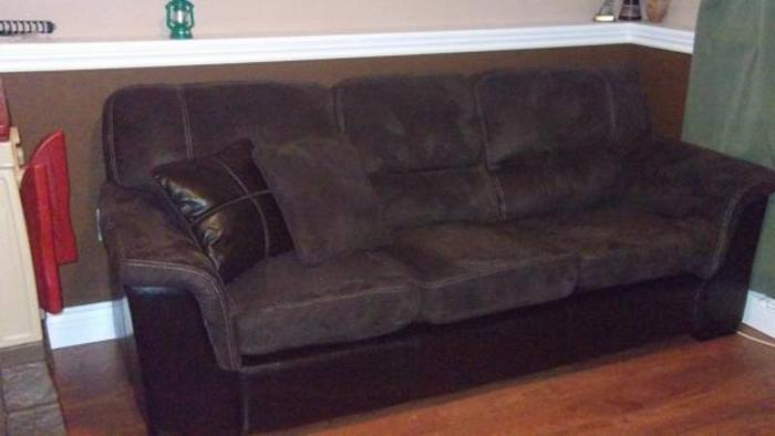 Ultra Suede/Faux Leather Couch