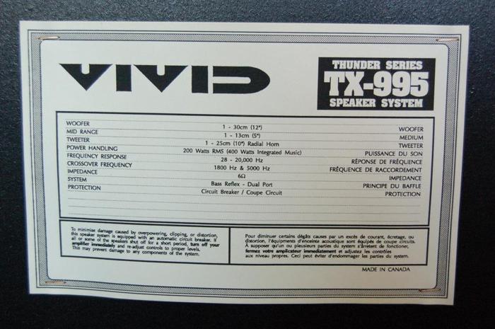 Vivid TX-995 Speakers