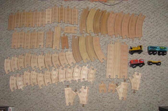 Wooden Toy Train Track Lot - Some Thomas, Brio, 60 Track Pieces