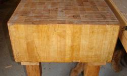 Solid Maple Butcher Block. Great for a kitchen.  Dimensions:  10.5" thick surface; 40" length; 24" width.  Please call 705-268-5977.