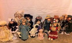 I am selling 13 porcelain dolls.
$130 OBO on entire collection