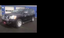 2004 Nissan Armada LE ? **$14,950** Four door Plus Rear Hatch, Black Exterior with matching Black Leather Interior. Canadian vehicle registering 124,000 Km. One owner vehicle well maintained truck locally owned. Powerful eight cylinder 5.6L Engine which