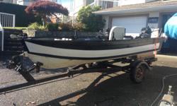 14 foot Starcraft powered by Mid 90's 25hp Mercury 2 stroke long shaft on a U-Built Trailer.
The boat is outfitted for fishing including:
- 2 Scott depthking manual down riggers w/h 175ft of braided line and blue snubblers, 2 12lb Cannon balls and release