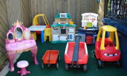 Muliply familys from london , sarnia and Chathman have number of toys for sale mostly liitle tikes and step 2 toys great for daycare centre or familys members or second stores --very  reasonable price from $10 to $20 each --
 
all toys are in Centre in