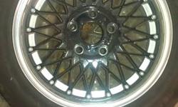 these rims have had old tires mounted for test fit purposes only, they are brand new just a little dusty, no weights have even been installed yet, the rims are missing center caps but are extremely light, 2 piece aswell 350.00, just cleaning out the
