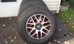 FOUR 16" RIMS AND TIRES OFF JEEP BUT WILL FIT OTHER MAKES.THESE RIMS ARE LIKE NEW AND TIRES ARE GOOD AS WELL.$350.00  I AM POSTING THIS FOR A FREIND SO PLS DO NOT RESPOND VIA E-MAIL.PHONE ROD AT 899-2895