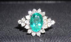 Stamped 18K white gold diamond emerald ring.
Natural diamonds and emerald. Item weight 4.65 grams. Valued at $21,630 asking $7,999. Gemological research and valuation comes with ring. Serious offers only no scammers please. I'm open to offers.
Weight: