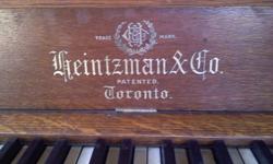 I am selling a Heintzman & Co. Grand Piano in Upright Form.  It was made in 1922 and is in fair condition.
Please see the photos.
This piano hasn't been used in years so I would like to sell it.  This is a heavy piano.
$50.00 or make an offer.
Thank-you
