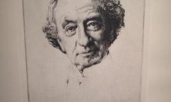 Unframed Original b/w Etching of Canada's first Prime Minister, John A. Macdonald. Limited #11/12 and signed in pencil by the artist, Ernest Fosbery. Ernest George Fosbery,(1874-1960) Canadian portrait artist, became a member of the Royal Academy of Arts