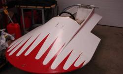 8' long, 1950's Style Wooden Hydroplane in good condition. 
Comes with under dash mounted 3gal fuel tank with OMC connection, aluminum fin, rack & pinion steering, and cables.
Can except up to a 25hp engine, but 15hp or smaller is recommended. 
Asking