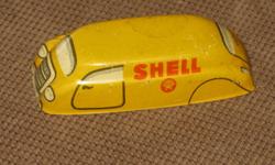 These are exactly as the pictures show.  4 old toys from most likely the 1950's or 60's.  They are in played with condition but are still nice pieces as you can see.  All have their wheels intact.  The plastic yellow rocket car has a small piece of its