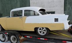 1955 chevy project , good running 265, new american racing wheeles with new bf goodrich radial t/a . new idiot sterring colum, all glass is good with new window rubbers, new body braces & body mounts ,needs some floor repair. have all parts to finish this