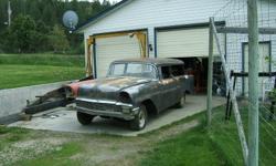 We have a 1956 2 door sedan delivery.  This is a rare car as it has the one piece rear door and opens from the bottom up.  The car itself is in pretty good shape, not a lot of rust, solid car.  The car is the original primer.  Have lots of extra parts to