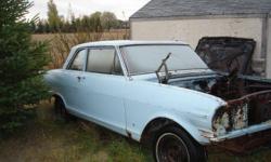 1962 nova 2 dr sedan comes with a 1964 acadian 4dr. The 62 nova has no VIN tag, but a Manitoba VIN can be acquired if you want to restore it. The 64 acadian is a one owner, Manitoba car