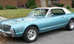 68 cougar completely restor ed
mileage irrelevant, all new
-Paint on car is 13 years old and not a mark
-Factory sun roof as stated in original bill of sale
-Original factory colors and vinyl roof
-album with complete festoration pics from start to