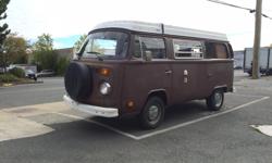 Make
Volkswagen
Model
Type 2
Colour
Brown
Trans
Manual
1976 Volkswagen Westfalia Camper Van. I first saw this van a little over two years ago when I narrowly missed purchasing it. Although it currently sports a dingy brown paint job I was impressed by