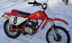 This is a 1980 XR 80 redone motor with new head ,cam and cam chain ,FMF pipe ,starts and runs well, good condition asking $650