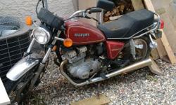 Selling a 1980 Suzuki GS 250T. It's a project bike. Not currently running.
I bought it a little over 2 years ago thinking it would be a fun toy with a bit of wrench time. I cleaned it up, put a new battery into it and haven't touched it since.