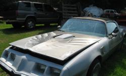 1979 Trans-Am's two cars to make one 1981 orange body is sound silver anniversery body is rusted , silver car has good front clip for the orange body  403 olds power plant with 3 speed auto trans too many projects not enough time need to sell some things.