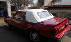 Make
Ford
Model
Mustang
Year
1983
Colour
red
kms
70000
Trans
Automatic
Selling my 1983 Mustang GLX convertible. It is a 3.8L V6 auto.
Runs and drives excellent, no rust issues. Lots of new parts...top,tires,fuel tank,brakes,exhaust,all seats