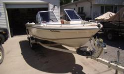 1989Swiftsure with 45 hp Mariner oil injected motor on shorelander trailer
bimini top
hummingbird fish finder
2 removable seats and a spare prop
runs great