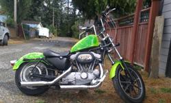 available to buy sept 26th
1200cc Harley Davidson. 10" Z-bars on 2" risers. Solid struts in the rear. 2" tank lift. Solo seat. Custom painted fenders and tank. Screamin Eagle pipes. Pop up gas cap. Forward controls. Electric start. Custom grips and levers