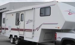 Key Features
AWNING
ASSIST HANDLE
LARGE FRONT STORAGE
REAR KITCHEN
DINETTE BOOTH
SUB SHOWER
SKYLIGHT ABOVE SHOWER
A/C
CABLE IN BEDROOM
WALK AROUND BED
Description
Type: Fifth Wheel
Stock #: 25540A "DL# 30644"
Status: In Stock
Contact: CAPTAIN KIRK @