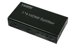 This 1in 4 out HDMI Splitter uses a single HDMI source, distributing to multiple HDMI sinks. The splitter allows one HDMI devices to be split easily to four HDMI compatible televisions or projectors. The splitter can also be placed at the end of a long