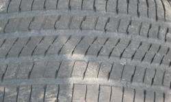 Approximately 30-35 percent tread. Check out the pictures.
Email if interested. No rims