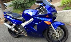 I am selling a 2000 Honda VFR 800, approximately 68000 Km's.
This is a great bike. Can be riden as a daily commuter or on long trips. Also quick and light in the corners so you can keep up or even outrun 600 cc sportbikes. Great price for a great bike.