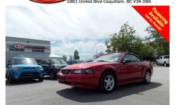 Trans
Manual
This 2001 Ford Mustang Convertible has alloy wheels, leather interior, power windows/locks/mirrors, CD player, A/C, AM/FM radio, rear defrost and more!!!
STK # 69029A
DEALER #31228
Need to finance? Not a problem. We finance anyone! Good