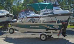 2001 Legend V165 Viper
This super clean boat is in really good shape and ready for late season fishing as well as a great all around family fishing and pleasure boat. It has a trolling motor, fish finder, 3 seats, and a removable back rest and cushion for
