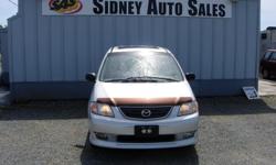 Make
Mazda
Model
MPV
Year
2001
Colour
Grey
Trans
Automatic
Sidney Auto Sales, 10077 Galaran Rd in west Sidney. 2001 Mazda MPV ES, 6 Cyl, Auto, A/C, C/D, Leather Seats, Sunroof, Front Brakes @ 100%, Rear Brakes @ 75%, Only 119K.