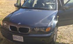 Make
BMW
Model
325i
Year
2002
Colour
Blue/grey
kms
173000
Trans
Automatic
Heated leather seat, sunroof, comfortable and nice to drive. Call to set up a test drive...moving soon and must sell!!! $4,400