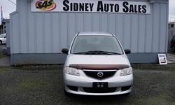 Make
Mazda
Model
MPV
Year
2002
Colour
Grey
Trans
Automatic
Sidney Auto Sales, 10077 Galaran Rd in west Sidney. 2002 Mazda MPV, 6 Cyl, Auto, A/C, Front Brakes @ 65%, Rear Brakes @ 60%, Only 197K.