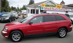 Make
Chrysler
Model
Pacifica
Year
2004
Colour
Red
kms
202950
Trans
Automatic
This 6 seat 2004 Chrysler Pacifica is loaded and affordably priced at $7,995. This vehicle features AWD for better traction and safety, alloy wheels, keyless entry, sunroof,