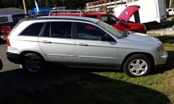 Make
Chrysler
Model
Pacifica
Year
2004
Colour
Silver
kms
186000
Trans
Automatic
This vehicle is clean both inside and out, automatic shift transmission, 186,000 kms, power windows and locks, air bags and air conditioning, cd player, cruise control and