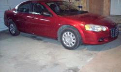 Make
Chrysler
Year
2004
Colour
Red
Trans
Automatic
2004 Chrysler Sebring LX 185,000 km, original owner, good condition ,clean car, good tires, regular oil changes, 4 doors, red in color, 4cyl, automatic, power steering, power brakes, air cruise, tilt,
