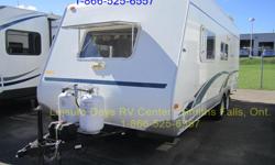 2004 Forest River Surveyor SV230 travel trailer for sale. This unit is 23' long, in good condition and has a dry weight of approximately 3,710 lbs.
Features include:
- Sleeps up to four- front queen bed, and dinette convert to bed
- Kitchen includes